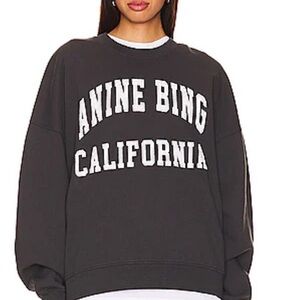 Anine Bing Charcoal Gray Crew Neck Sweater